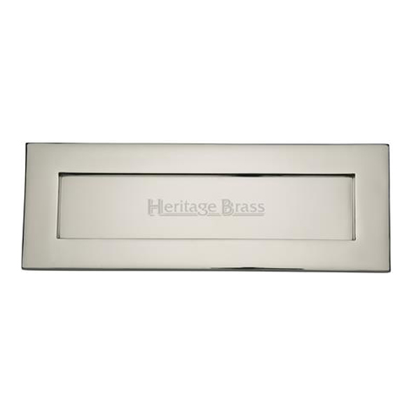 V850 254.101-PN • 254 x 096mm • Polished Nickel • Heritage Brass Victorian Sprung Flap Letter Plate